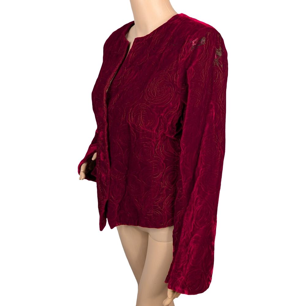 Lika Schwodsien Iridescent Velvet Embossed Rose Jacket Dark Romantic Gothic L - Picture 6 of 9